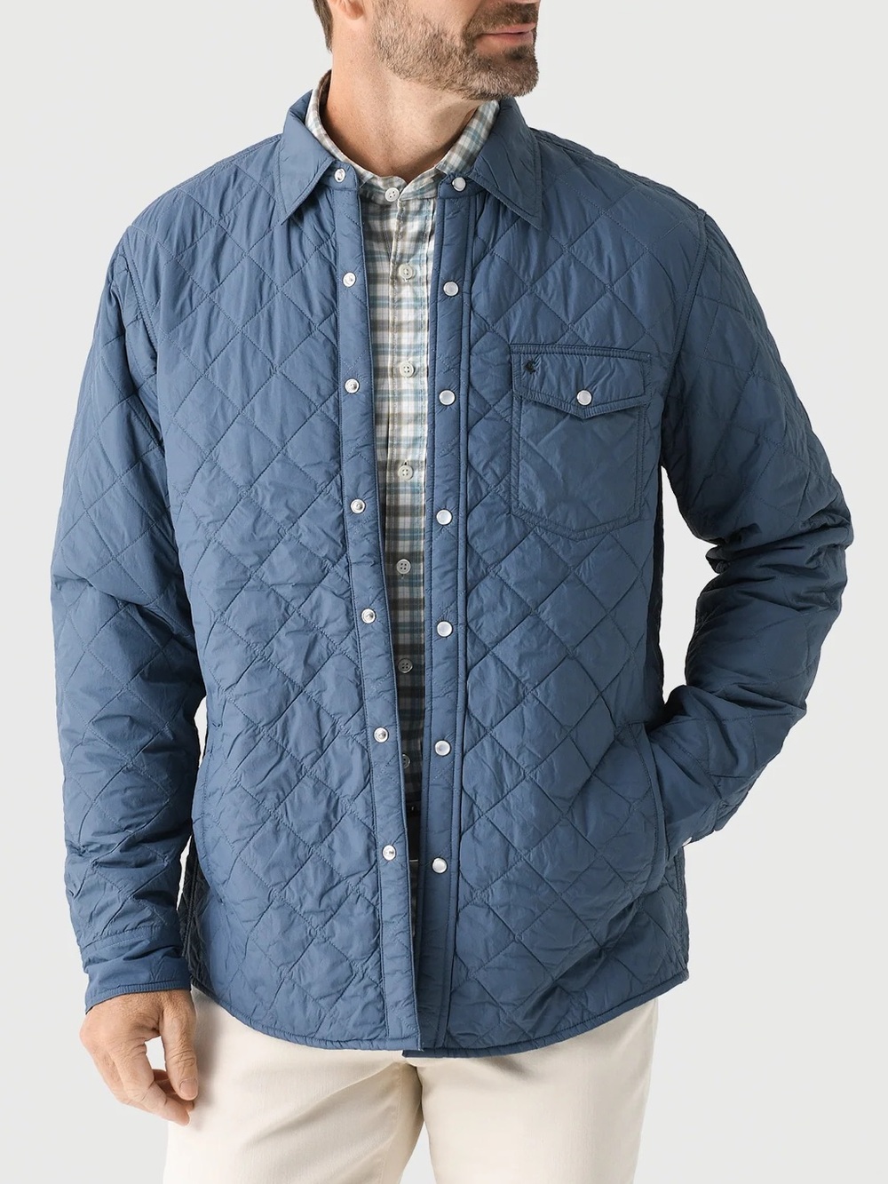Criquet Tuckernuck light blue Quilted Shacket size Large